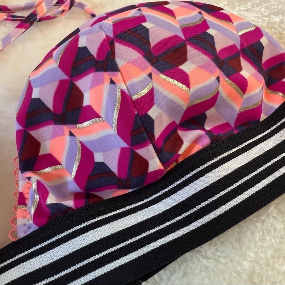 Victoria's Secret Pink and Black Bikini Top Size M - Picture 3 of 6
